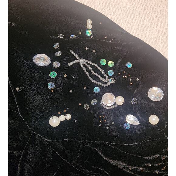 Vintage Newport News Black Embellished Shoulders Velvet Button Duster Jacket 10 - Picture 8 of 10